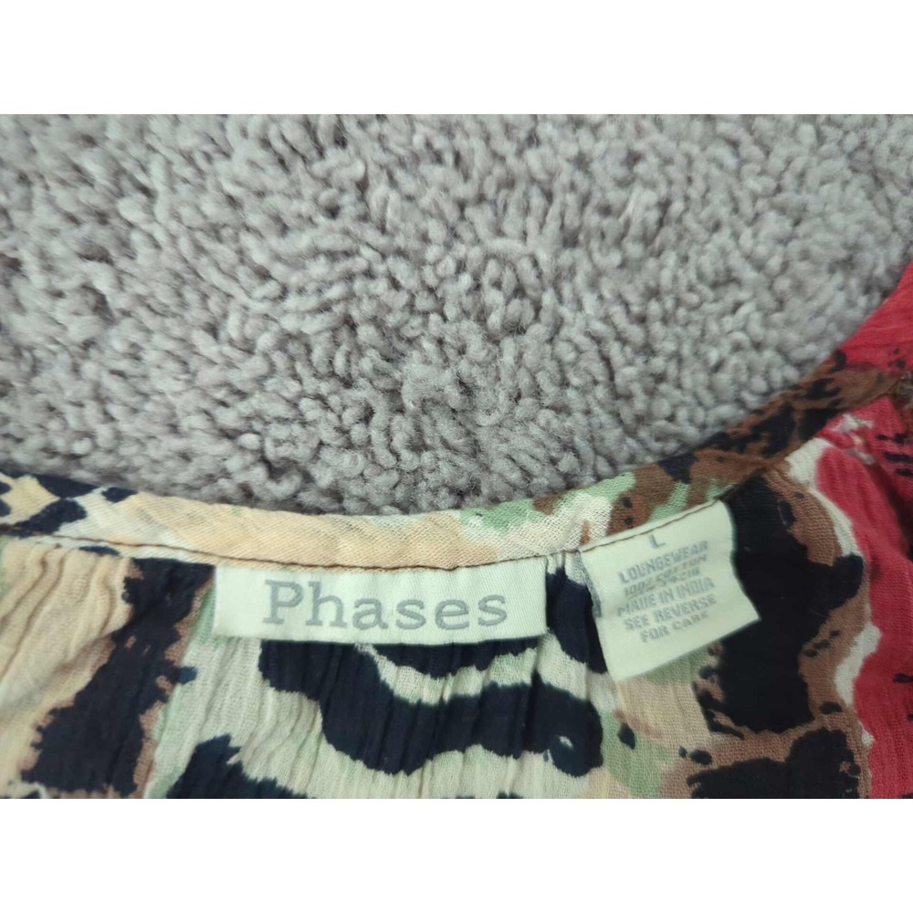 Phases Dress Womens L Vertical Stripes Animal Print Kaftan‎ Midi Loungewear - Picture 2 of 5